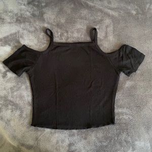 Black cold shoulder crop top
